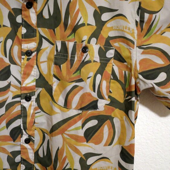 Howler Brothers Shirt Mens Medium Short Sleeve Button Outdoors Orange Leaves - Picture 5 of 6